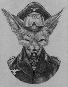 Caricatura de Erwin Rommel, aqui representado como uma raposa do deserto.