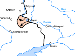 Destaque para a região de Kharkov e a ofensiva russa iniciada no dia 12 de Maio de 1942.